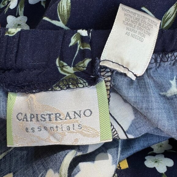 Capistrano Essentials Vintage Womens Navy Flowy Floral Midi Full Skirt 26/28 - Picture 3 of 8